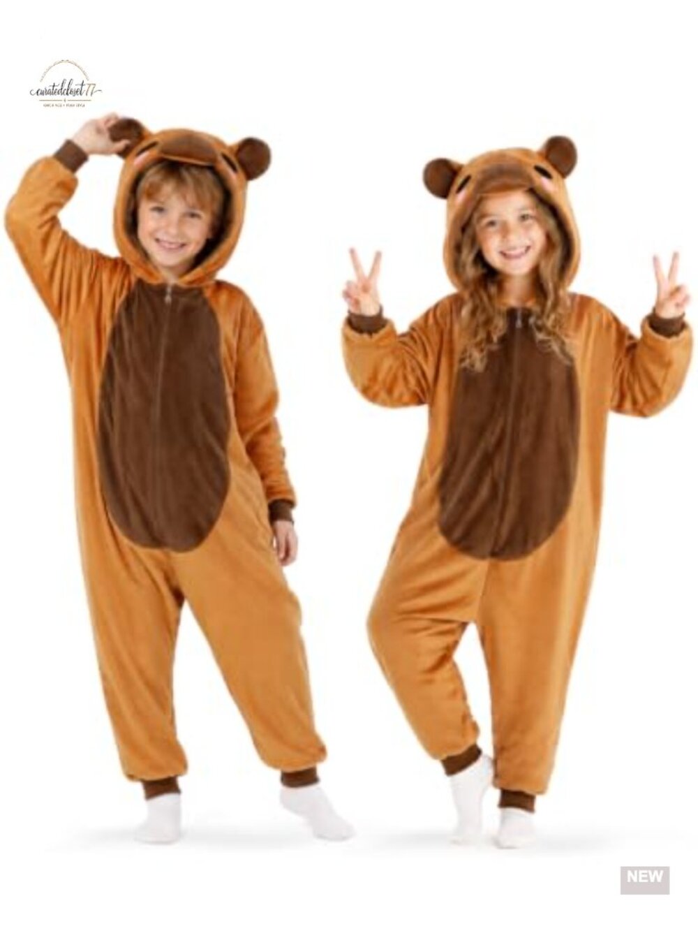 Kids Capybara Costume 3D Hooded Animal Jumpsuit Halloween Pretend Play